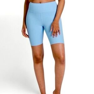 Girlfriend Collective Ribbed High Rise Bike Shorts Light Blue Size Small
